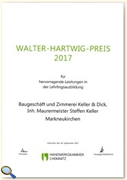 Urkunde Walter-Hartwig-Preis 2017